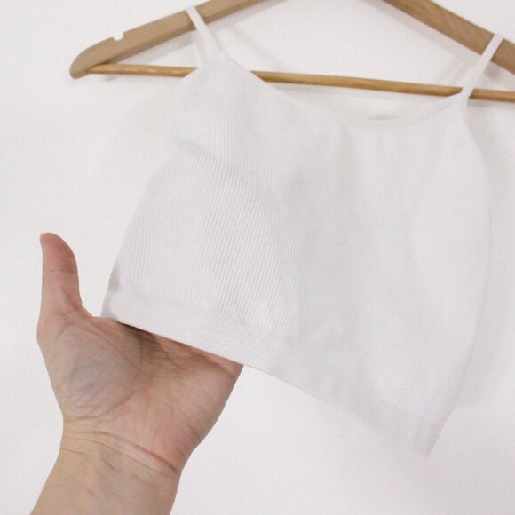 Bozzolo White Ribbed Cropped Top - Picture 7 of 8